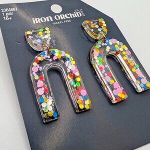 Iron Orchid Studio - Confetti Dangle Resin Earrings - NWT